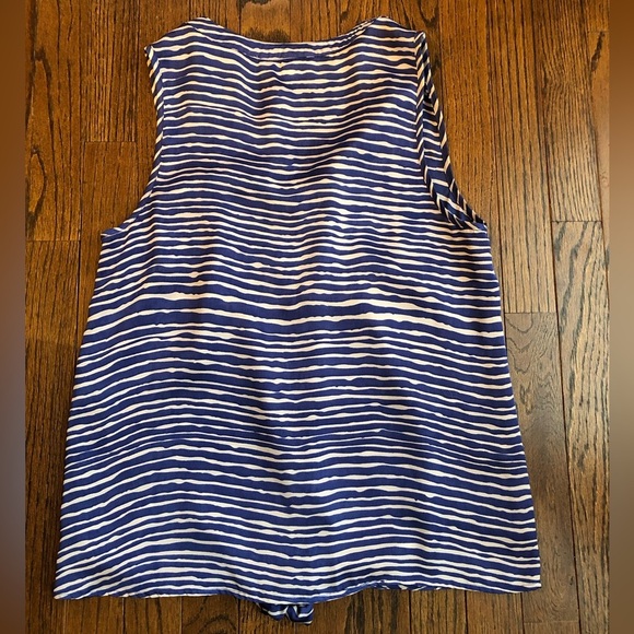 Daniel Rainn Women’s S Blue/White Zebra Striped Sleeveless Front Tie V-Neck Top - Picture 11 of 11